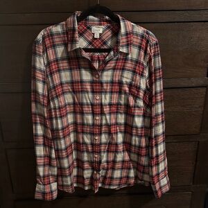 J Crew Factory Red and Blue Plaid woman’s flannel Shirt